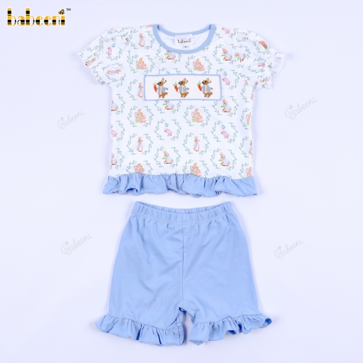 Easter Bunney Smocked Outfit For Girl- BB3351