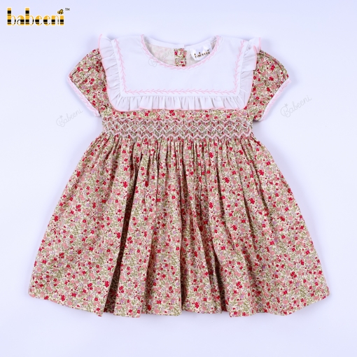 Geometric Dress With Hand Embroidery Rose For Girl - BB3186A