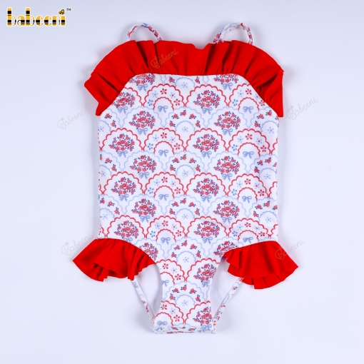 Elegant Blossom Ruffle One-Piece Swimsuit – BB3550