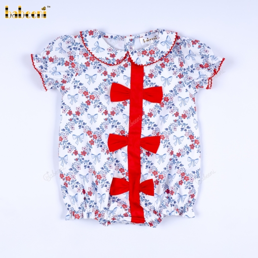 Cherry Ribbon Floral Bubble Romper - BB3584