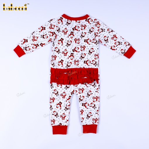 Christmas Santa Print Long-Sleeve Baby Romper– BB3591