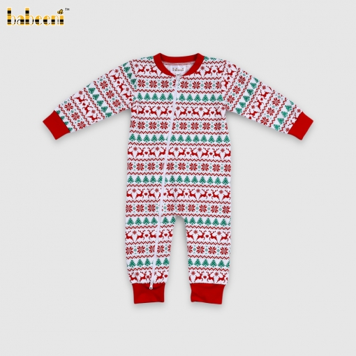 Festive Nordic Reindeer Christmas Romper.– BB3560