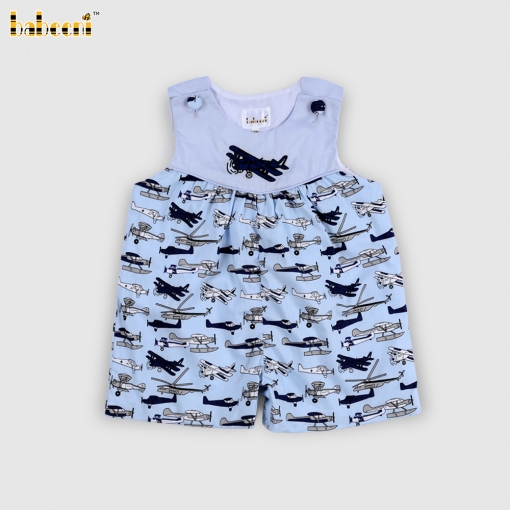 Baby Jumpsuit Dress with Cute Airplane Pattern- BB3572