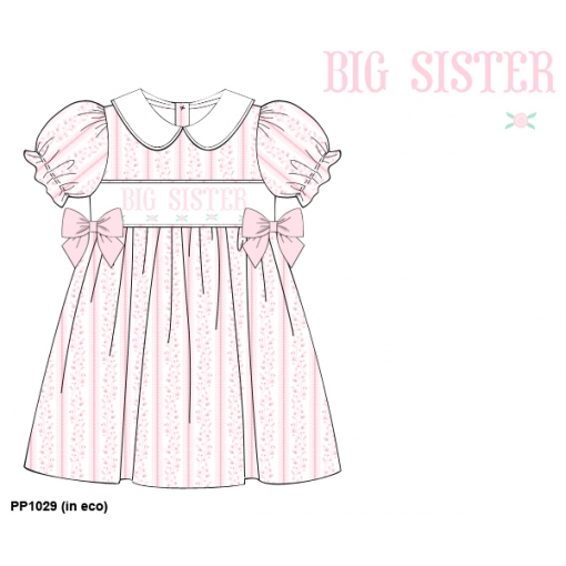 Big Sister Pink Floral Puff Sleeve Dress (Pre-Order)- BB3599