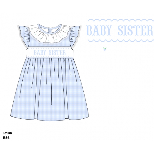 Baby Sister Blue Gingham Flutter Sleeve Dress (Pre-Order)- BB3601