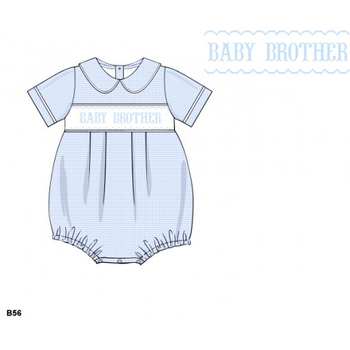 Baby Brother Smocked Gingham Bubble Romper (Pre-Order)- BB3604