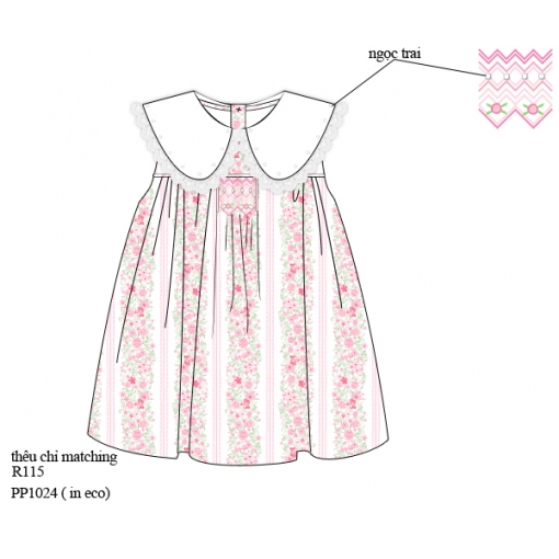 Vintage Floral Embroidered Peter Pan Collar Baby Dress (Pre-Order)- BB3620