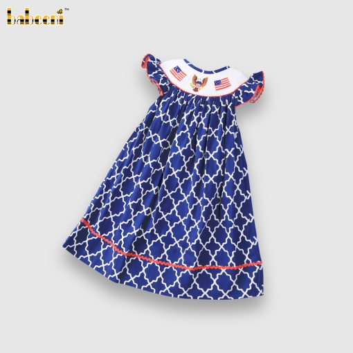 American flag hand smocked bishop dress - BB1336