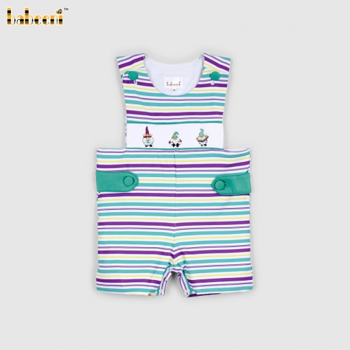 Mardi Gras theme hand smocked boy longall – BB3458