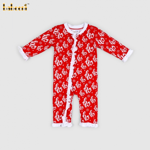 Long-sleeved romper with Nordic hohoho print for boys for Christmas.– BB3566