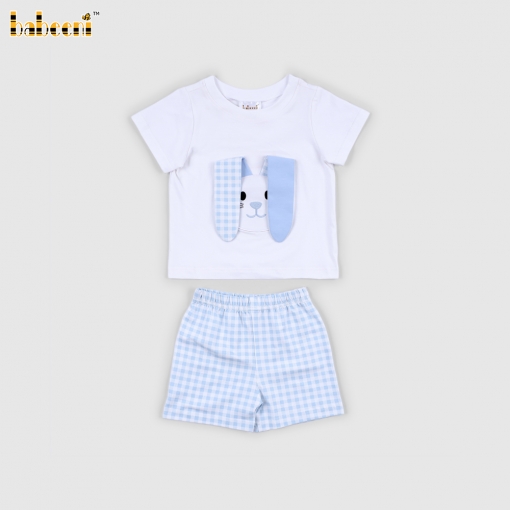 Applique Easter Outfits In White With Bunny For Boy - BB3180A