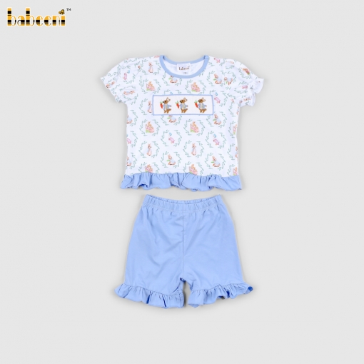 Easter Bunney Smocked Outfit For Girl- BB3351