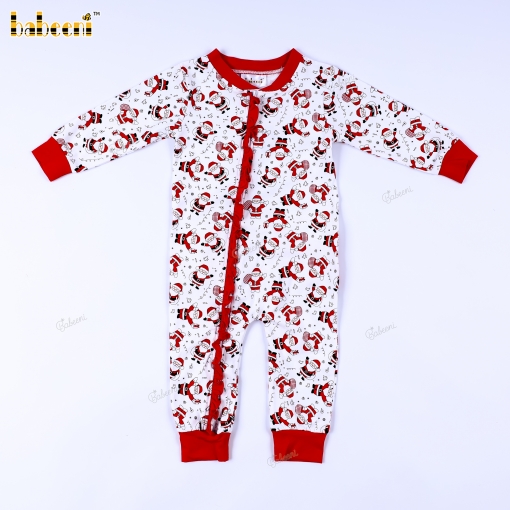Christmas Santa Print Long-Sleeve Baby Romper– BB3591
