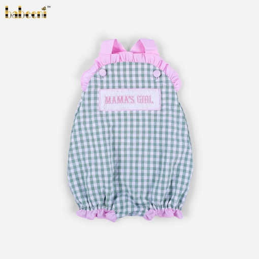 Mama’s Girl Green Gingham Ruffle Bubble - BB3613