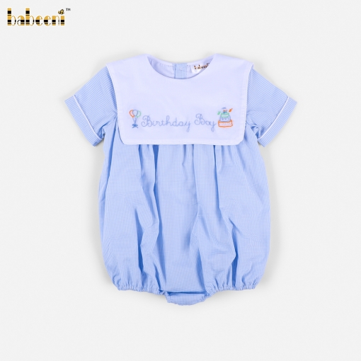Birthday Boy Embroidered Short-Sleeve Bubble- BB3616
