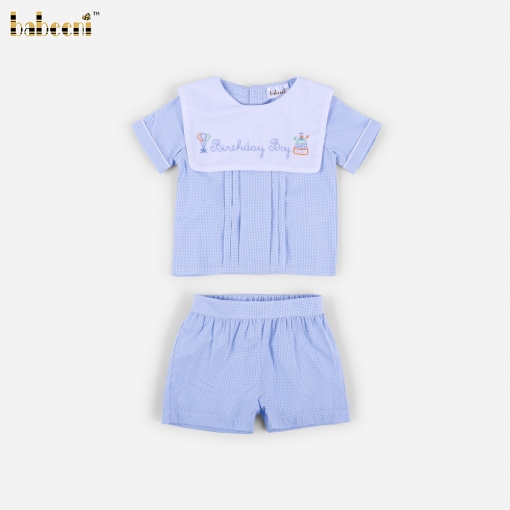 Birthday Boy Embroidered Short-Sleeve Tee & Shorts Set - BB3617