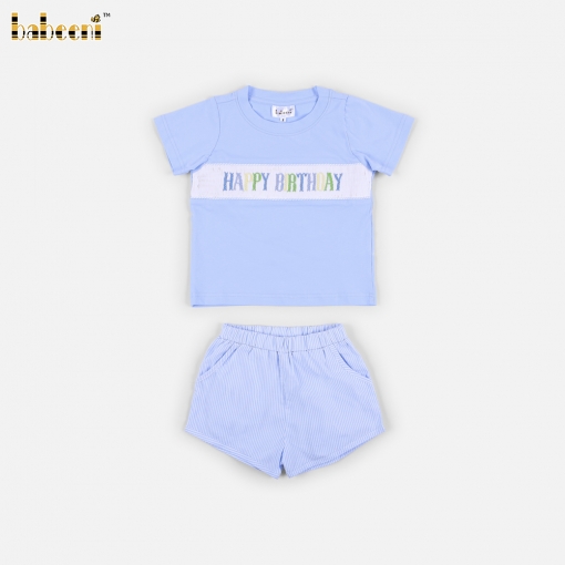 Baby Birthday Smocked Short Set  - BB3633