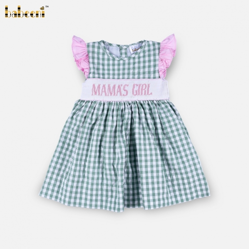 Mama’s Girl Green Gingham Flutter Sleeve Dress - BB3612