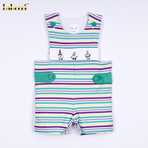 Mardi Gras theme hand smocked boy longall – BB3458A