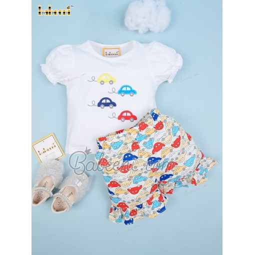 Summer girl set car appliqued - BB1850
