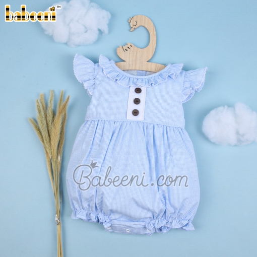 Blue gingham plain girl bubble – BB2536