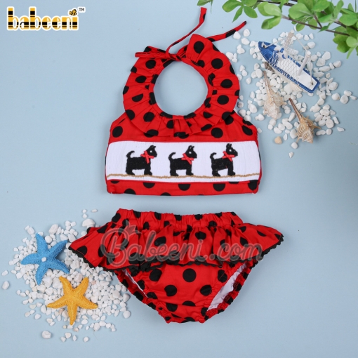 Lovely labrador smocked girl swimwear - BB899E
