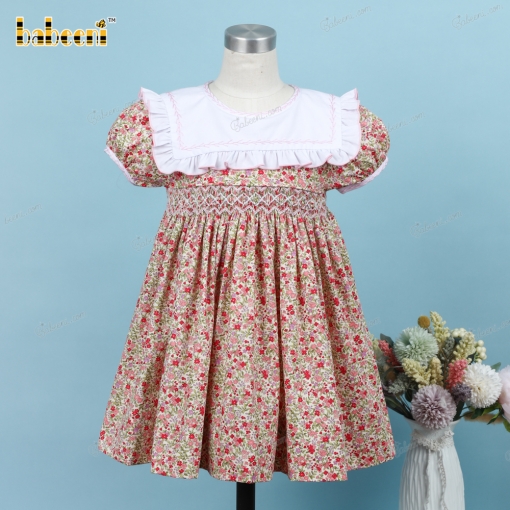 Geometric Dress With Hand Embroidery Rose For Girl - BB3186A