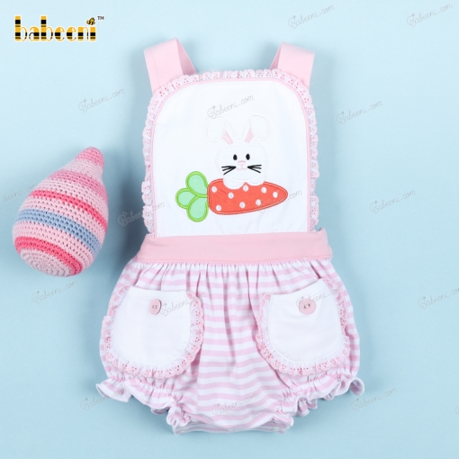 Short Sleeve Applique Bubble Pink White  For Girl - BB3202B