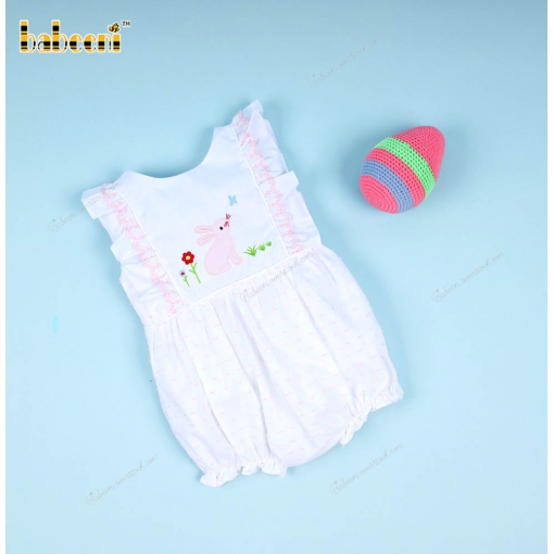 Applique Bubble Pink Bunny Flower For Girl - BB3292A