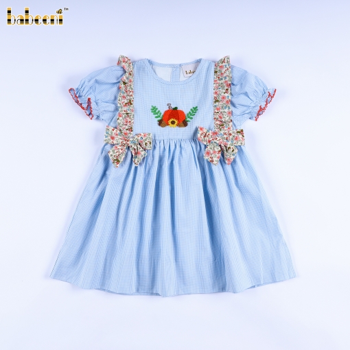 Pumpkin French knot embroidery baby ruffle dress – BB3021