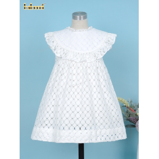 Belted White Lace Dress For Girl - BB3345B