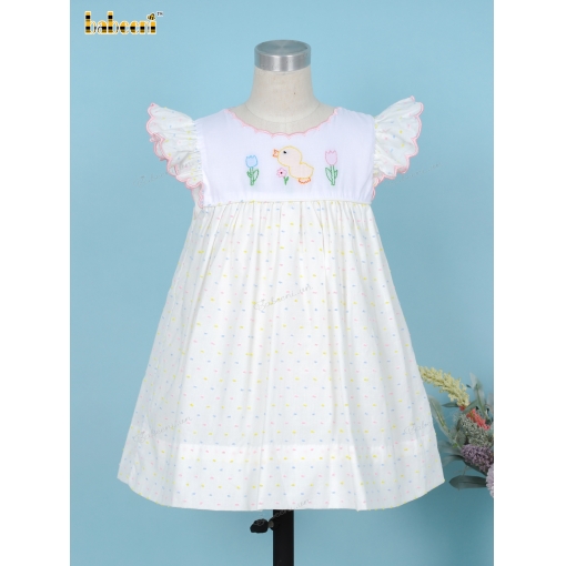 Duck And Flower White Dress For Girl - BB3348A