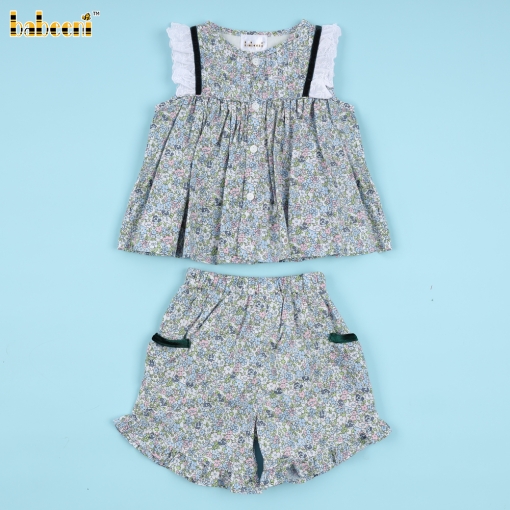 Girl 2-piece Set Mallard Green Floral - BB3369A