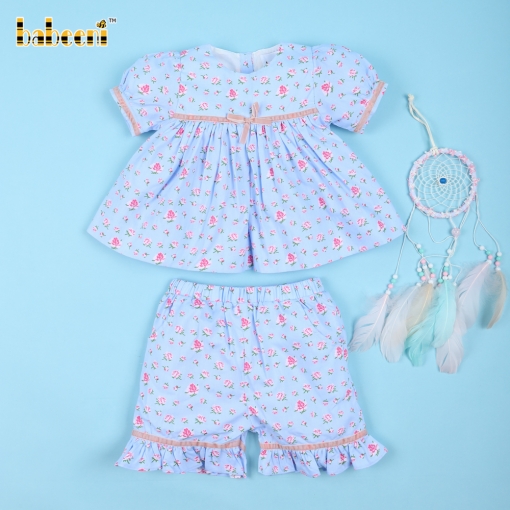 Plain 2 Piece In Blue Floral For Girl - BB3210A