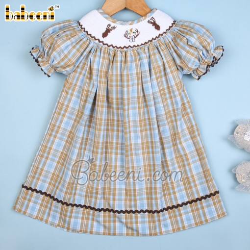Baby girls reindeer smocked bishop - BB2631B