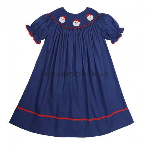 Christmas Santa Claus smocked bishop dress - BB1546