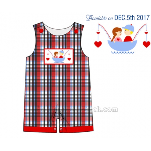 Hand smocked shortall for Valentine - BB1085