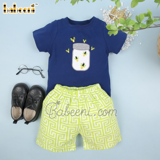 Nice honey bee applique boy set - BB1236