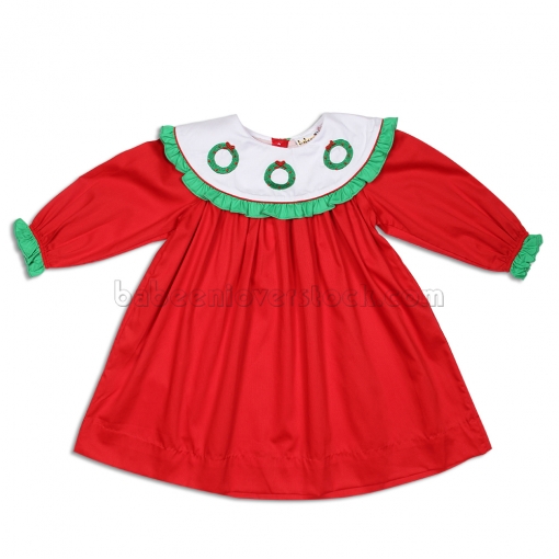 Wreath hand embroidred red dress - BB1355