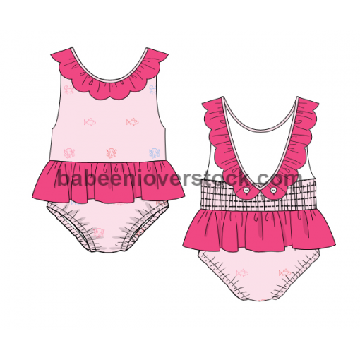 Sea animal embroidery girl swimsuit - BB1420