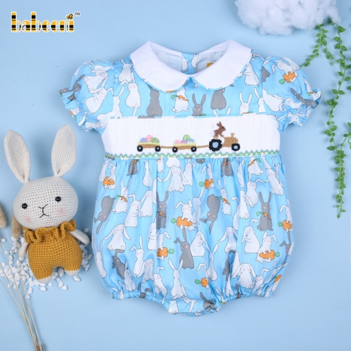 Baby girl bubble with Easter bunny and eggs - BB1816A