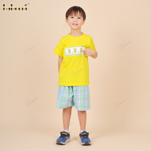 Smocked yellow seahorse boy set - BB1827