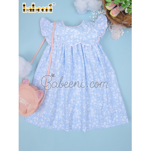 Plain Belted Dress In Blue For Girl – BB2990