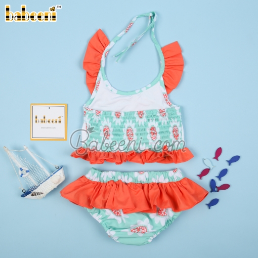 Sea horse hand smocked girl swimwear – BB3075A