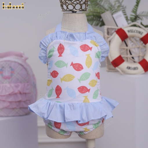 Fish printed girl one piece swimwear – BB3082A