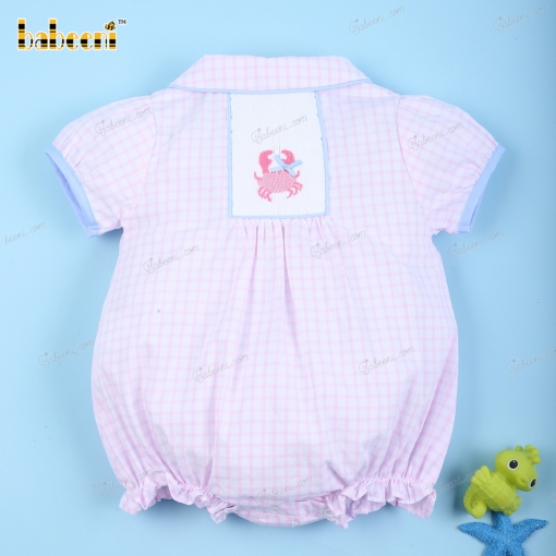 Light Pink Smocked Bubble For Girl - BB3147