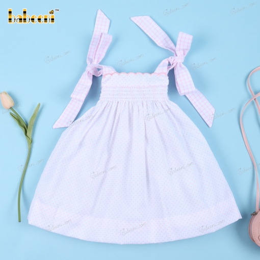 Summer Bows Sleeveless Plain Dress For Girl - BB3152A