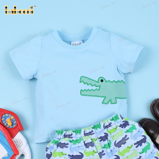 Crocodile Applique Clothing Set For Boy - BB3155