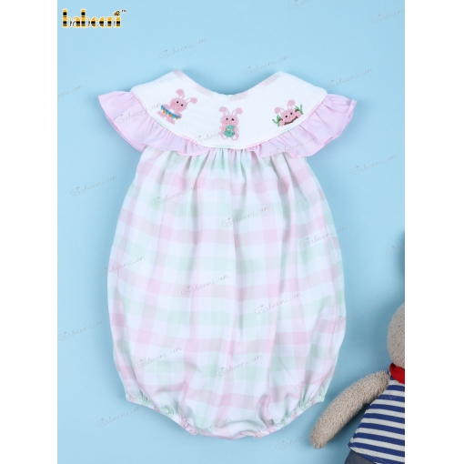 Bubble Smocked In Pink With Bunnies For Girl - BB3164