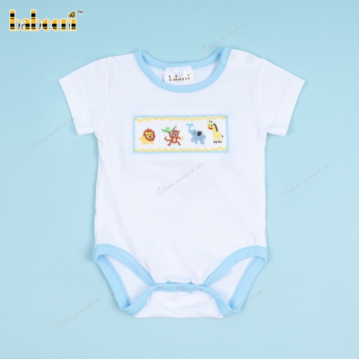 Smocked Animals Blue Accent Bubble For Boy - BB3366